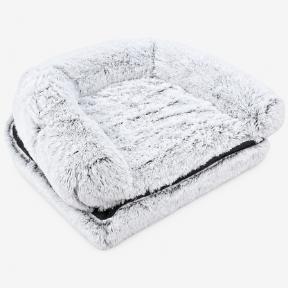 Cosy Large Memory Foam Orthopaedic Foldable Human Dog Bed with Plush Fluffy Bolsters & Waterproof Liner