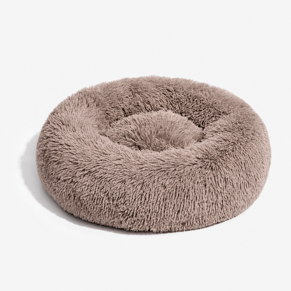 Warm Calming Ultra-Soft Plush Faux Fur Round Doughnut Pet Bed for Dogs & Cats