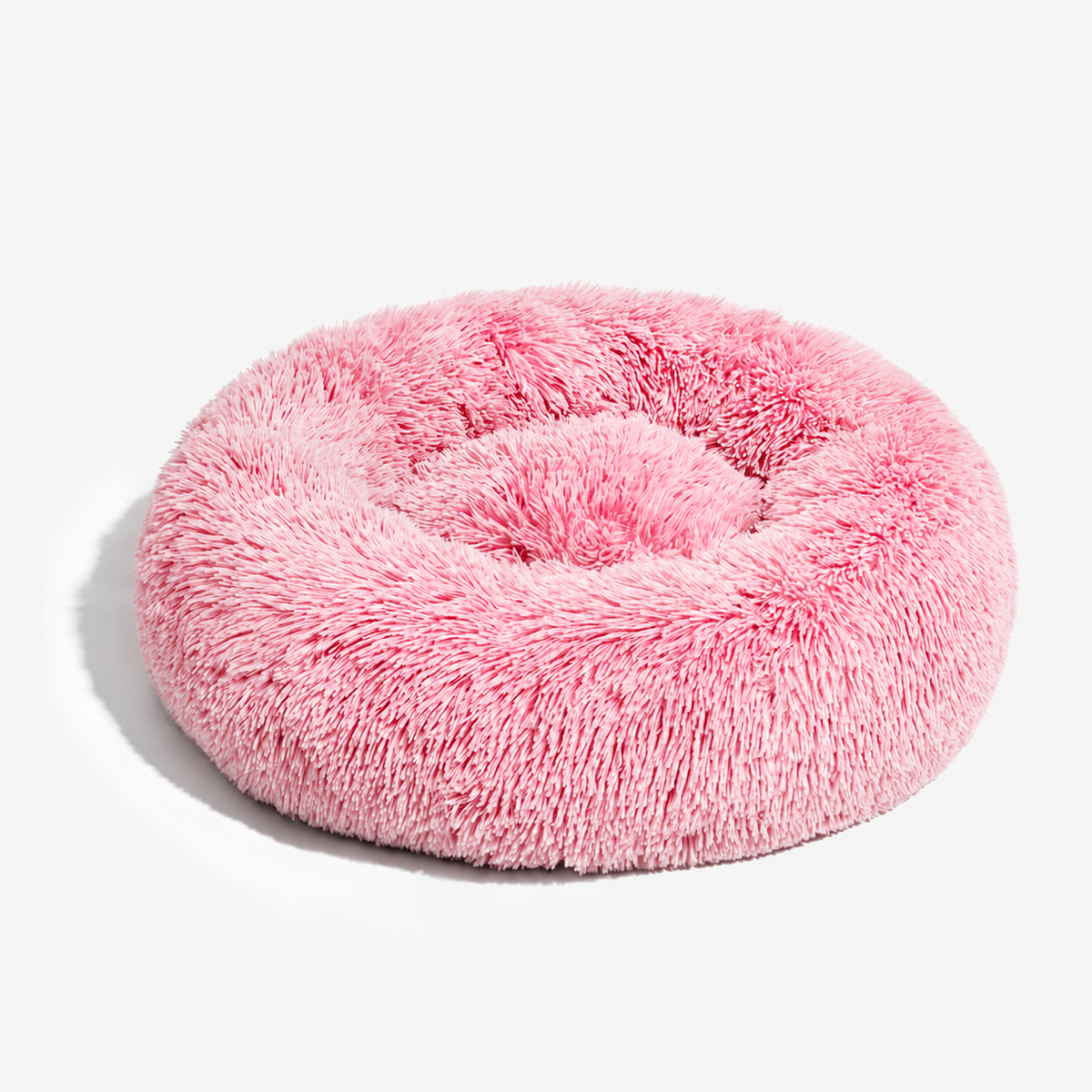 Warm Calming Ultra-Soft Plush Faux Fur Round Doughnut Pet Bed for Dogs & Cats