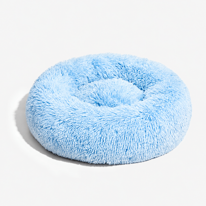 Warm Calming Ultra-Soft Plush Faux Fur Round Doughnut Pet Bed for Dogs & Cats