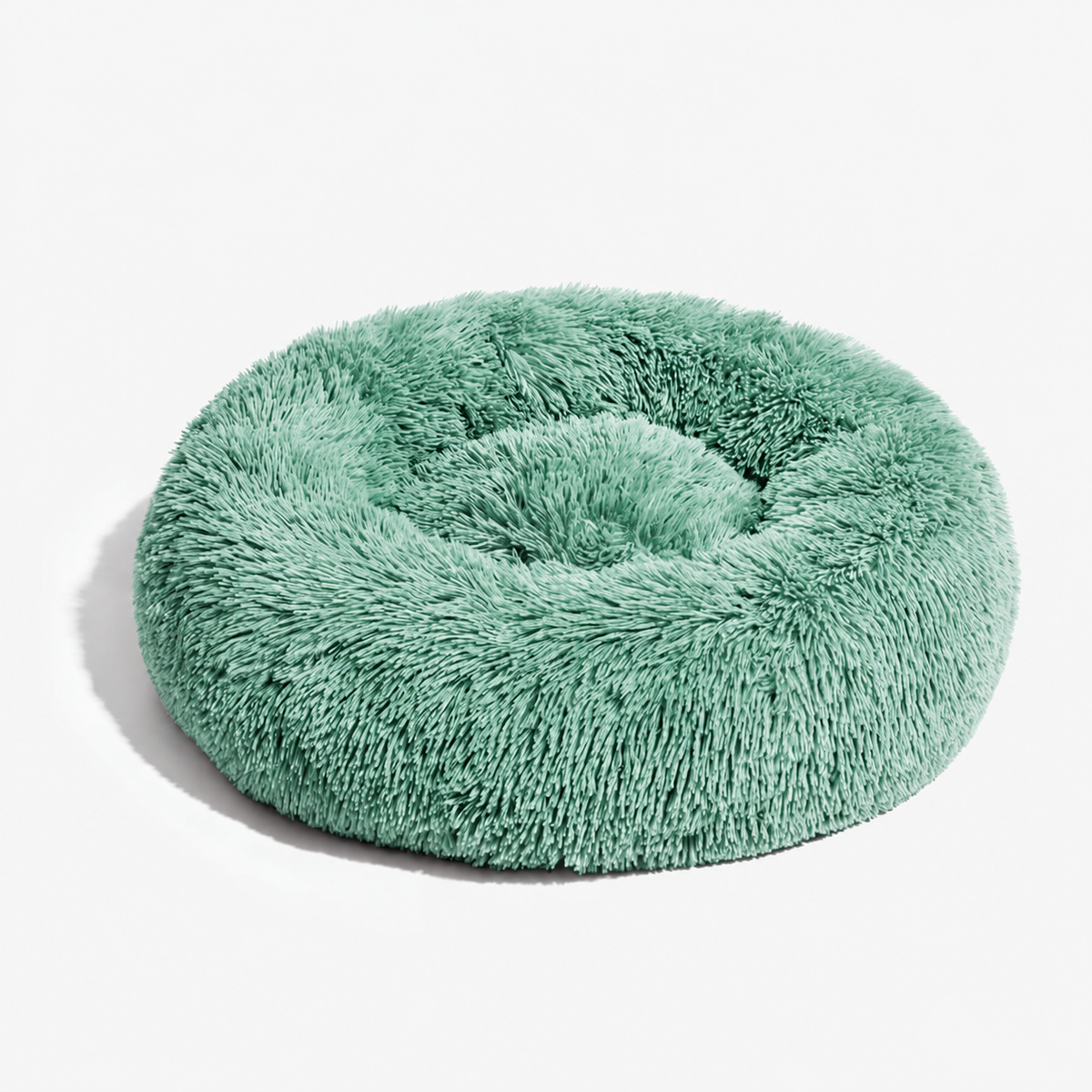 Warm Calming Ultra-Soft Plush Faux Fur Round Doughnut Pet Bed for Dogs & Cats