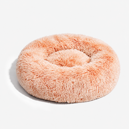Warm Calming Ultra-Soft Plush Faux Fur Round Doughnut Pet Bed for Dogs & Cats