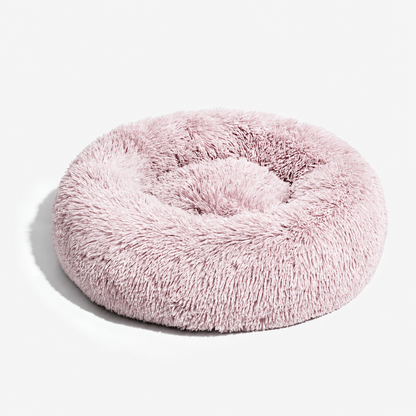 Warm Calming Ultra-Soft Plush Faux Fur Round Doughnut Pet Bed for Dogs & Cats