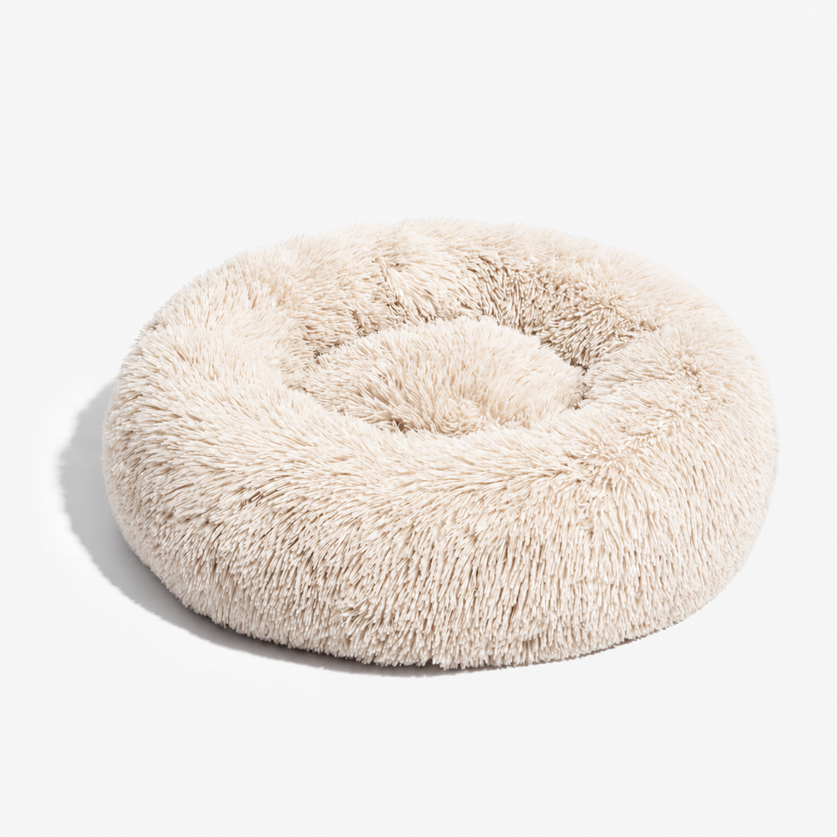 Warm Calming Ultra-Soft Plush Faux Fur Round Doughnut Pet Bed for Dogs & Cats