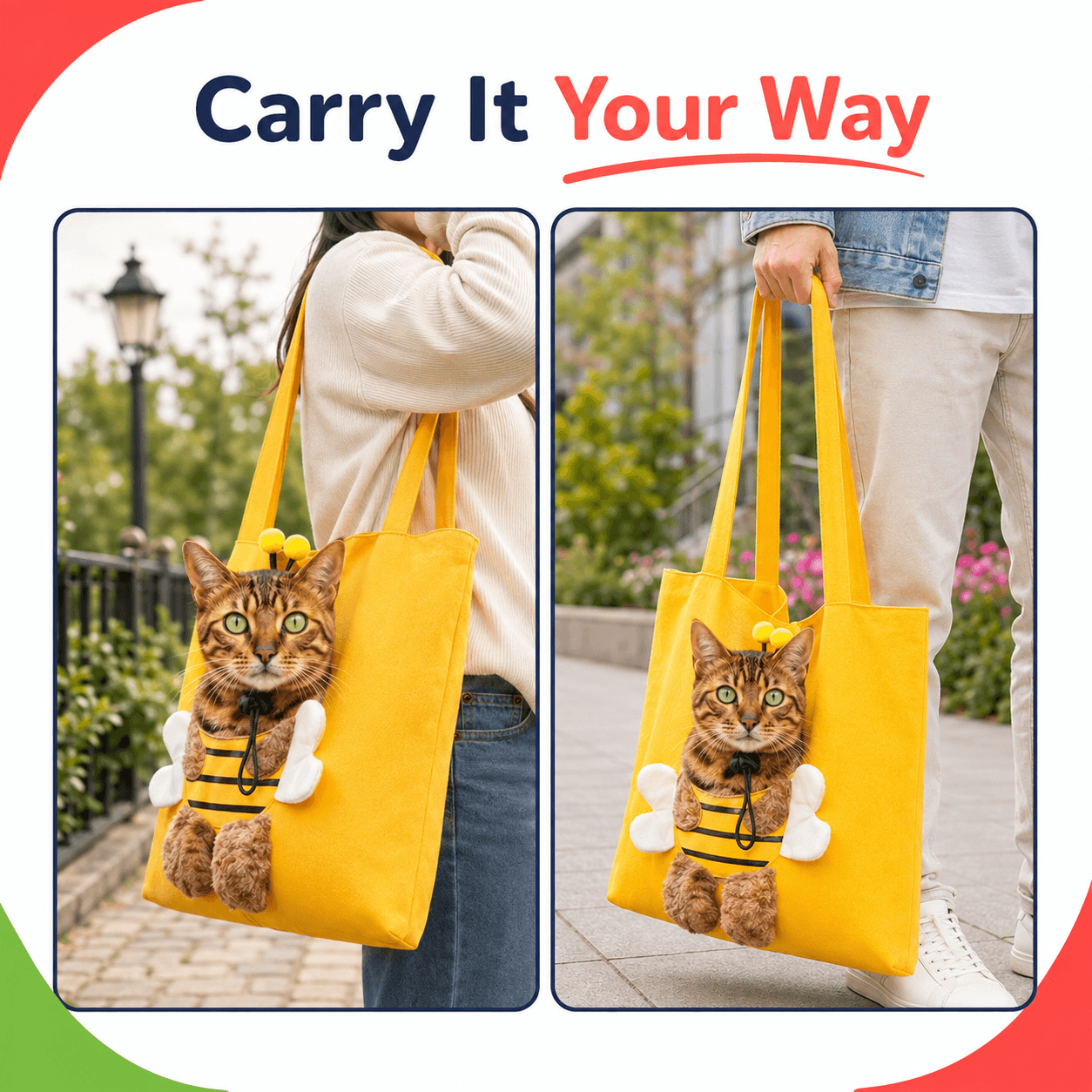 Pet Shoulder Tote Bag Carrier for Small Dogs & Cats - Animal Designs