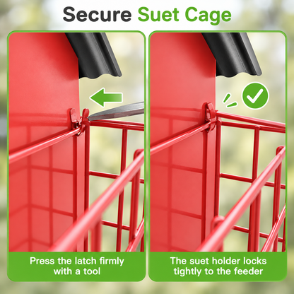 Durable Squirrel-Proof Hanging House Shaped Metal Bird Feeder with Roof Double Suet Placements & 3.7 lbs / 1.6 kg Capacity