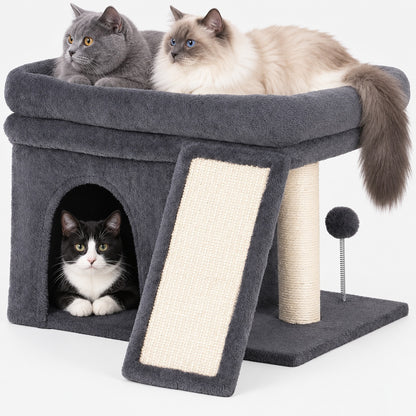 Small Cosy Cat Tree with Cave Bed and Scratching Post