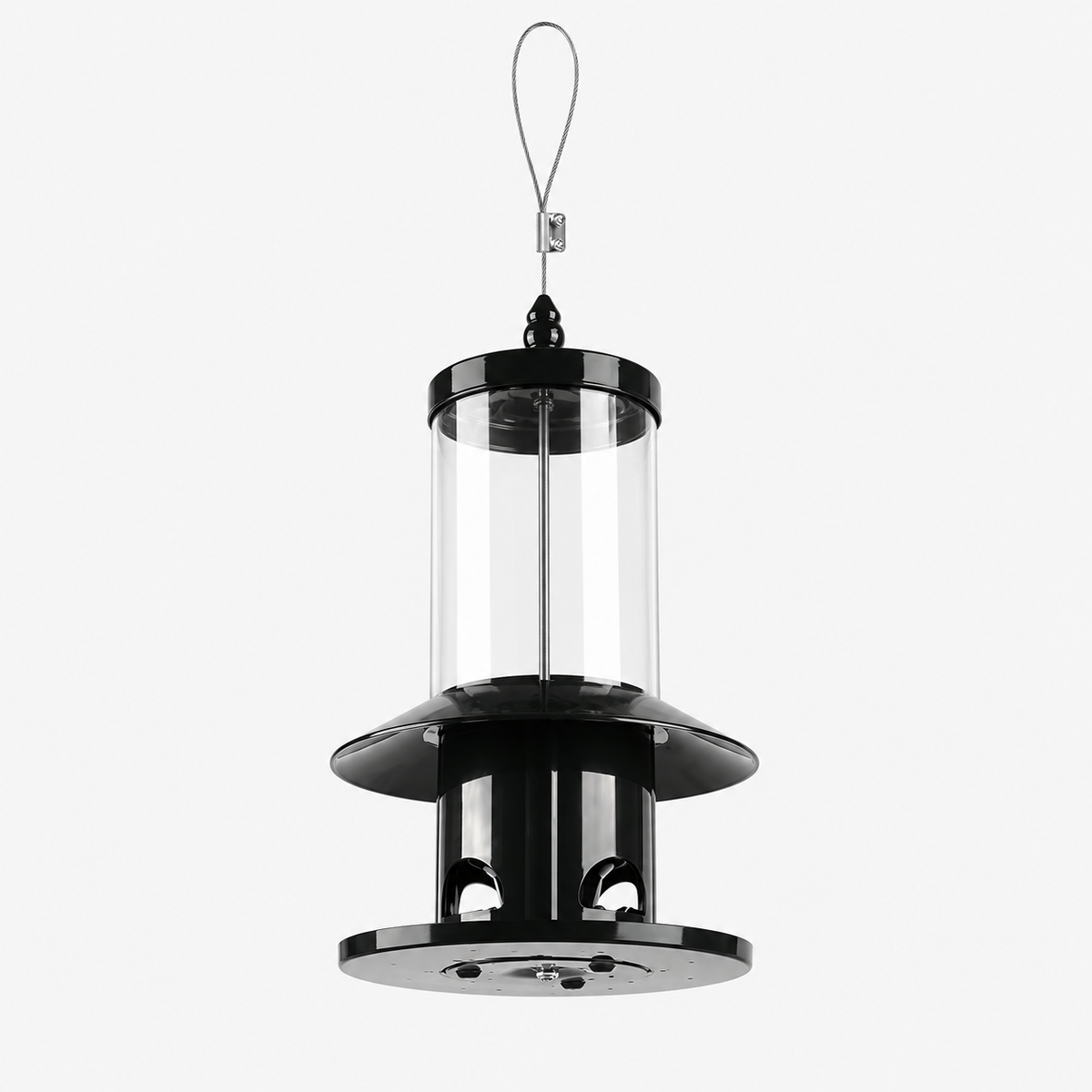 Black Hanging 360° Squirrel-Proof Bird Feeder with Weight-Activated Closure