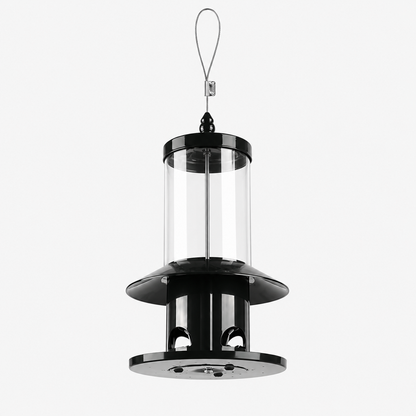 Black Hanging 360° Squirrel-Proof Bird Feeder with Weight-Activated Closure