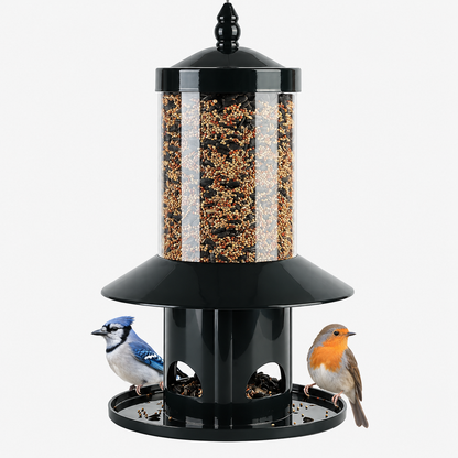 Black Hanging 360° Squirrel-Proof Bird Feeder with Weight-Activated Closure