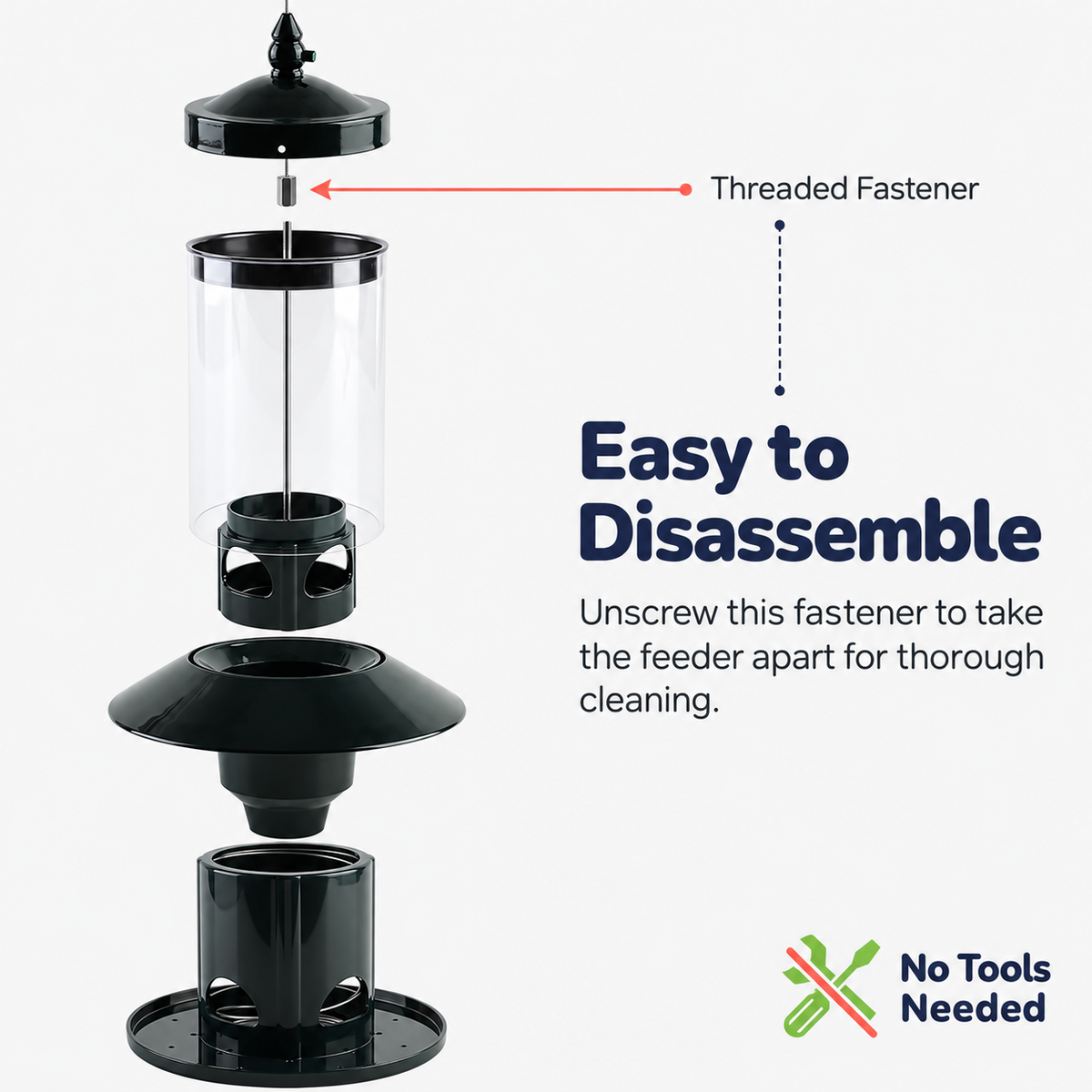 Black Hanging 360° Squirrel-Proof Bird Feeder with Weight-Activated Closure