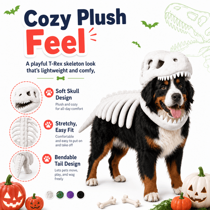 Dinosaur Skeleton Halloween Pet Costume for Large Dogs
