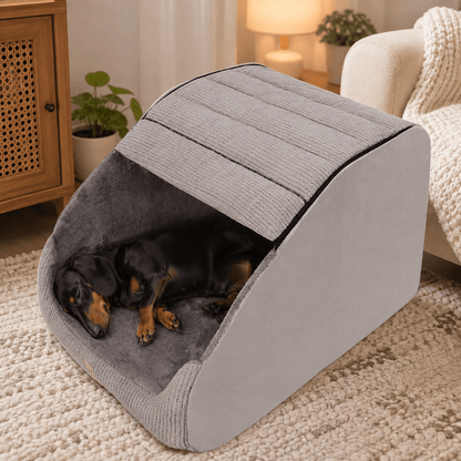 Soft Plush Dog Cave & House Bed with Removable and Machine-Washable Cover