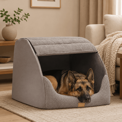 Soft Plush Dog Cave & House Bed with Removable and Machine-Washable Cover