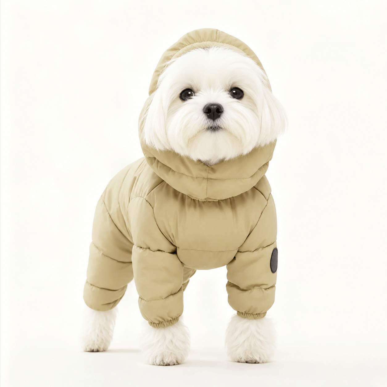 Warm Waterproof Small Dog Raincoat & Puffer Jacket with Hood for Winter Walks