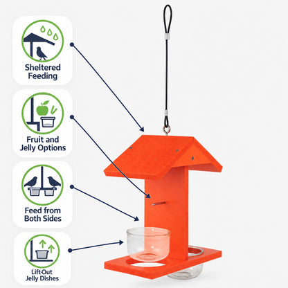 Recycled Plastic Bird Feeder with Jelly Dishes & Fruit Spikes