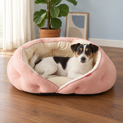 Semi-Enclosed Cosy & Soft Pet Bed with Machine-Washable Materials for Cats & Small Dogs