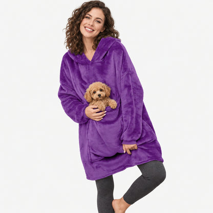 Cosy Pet Carrier Hoodie Blanket with Giant Pocket for Tiny Dogs & Cats