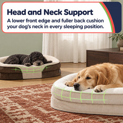 Padded bolsters support the head and neck