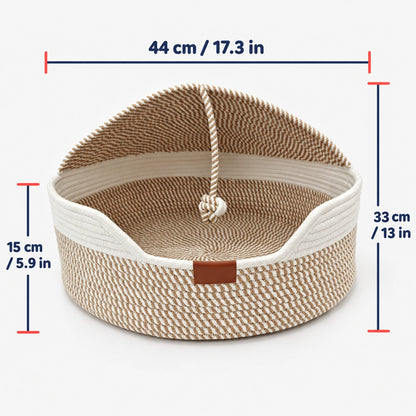 Handwoven Cat Cave Basket Bed with Cushion and Scratching Sisal