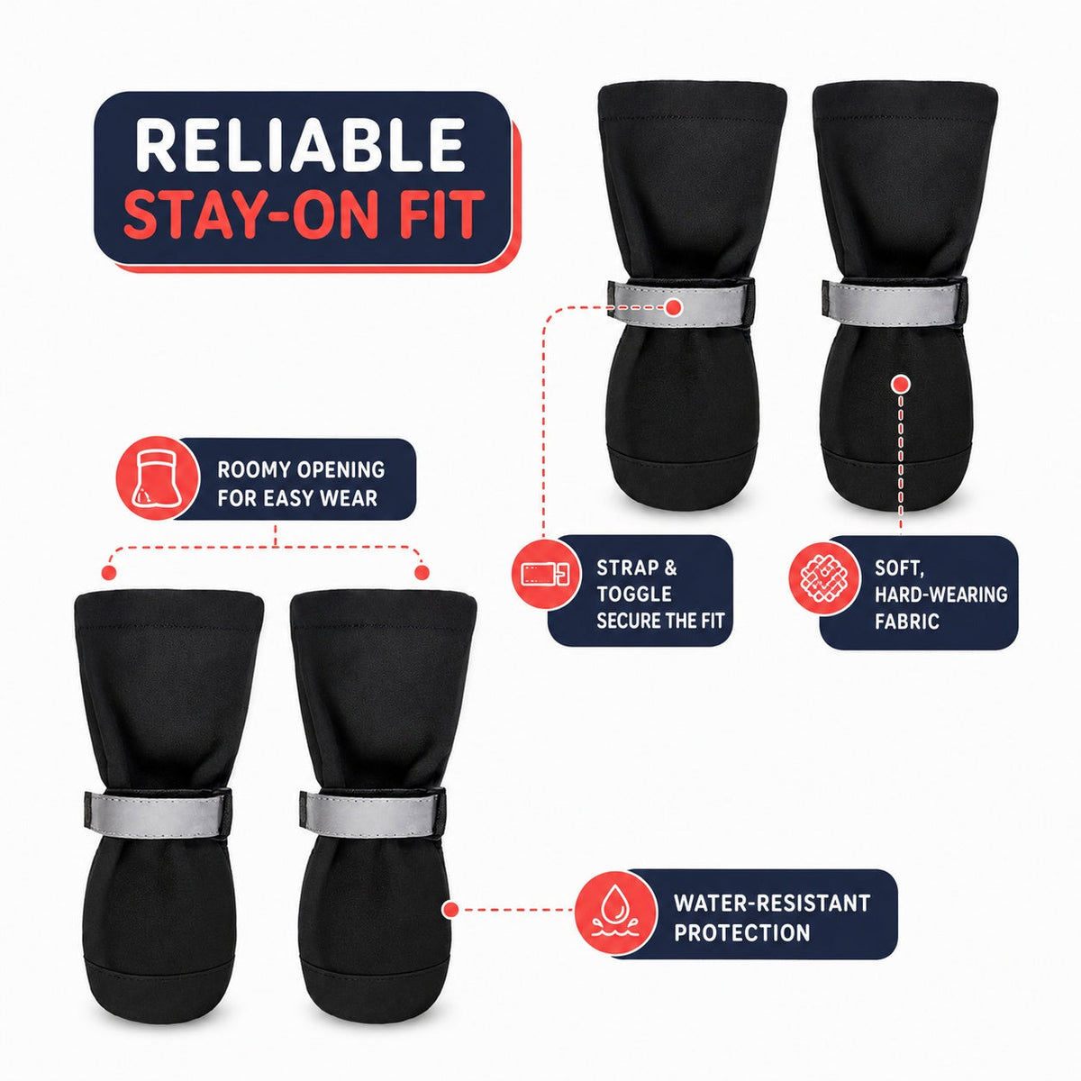 Black dog boot features