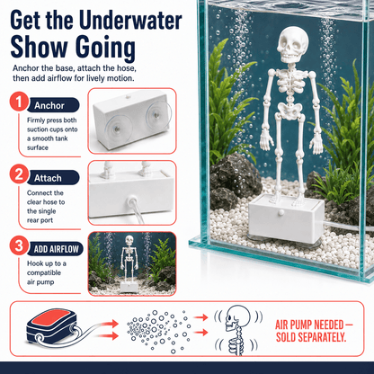 Dancing Halloween Skeleton Ornament for Aquarium & Fish Tank