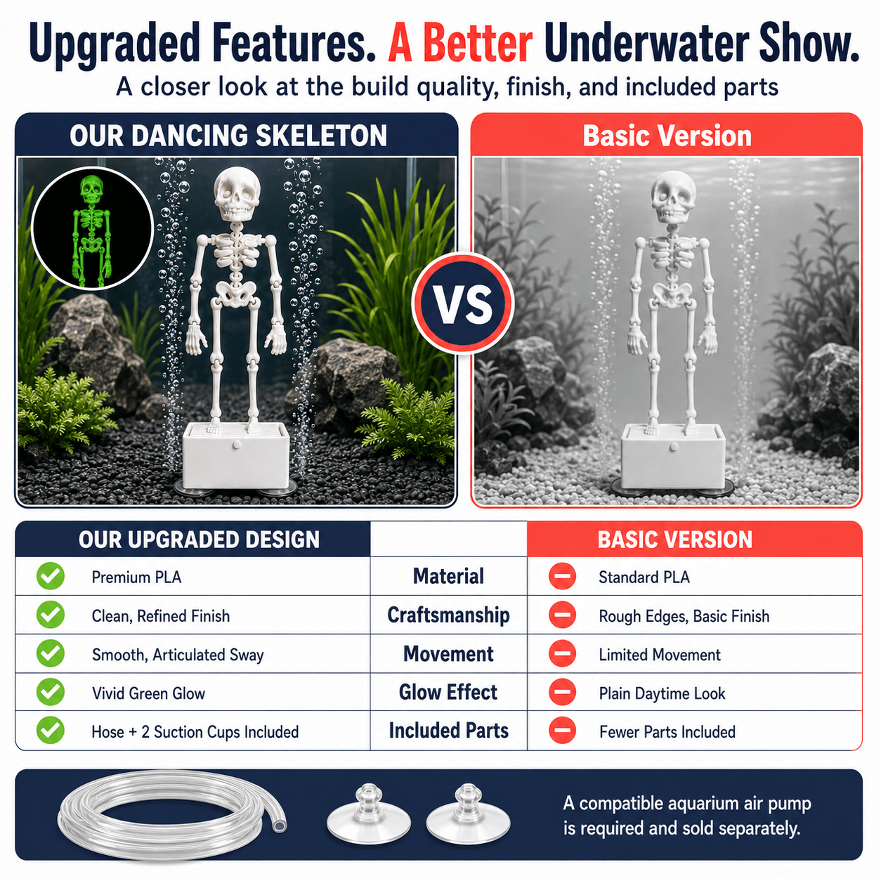 Dancing Halloween Skeleton Ornament for Aquarium & Fish Tank