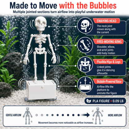 Dancing Halloween Skeleton Ornament for Aquarium & Fish Tank