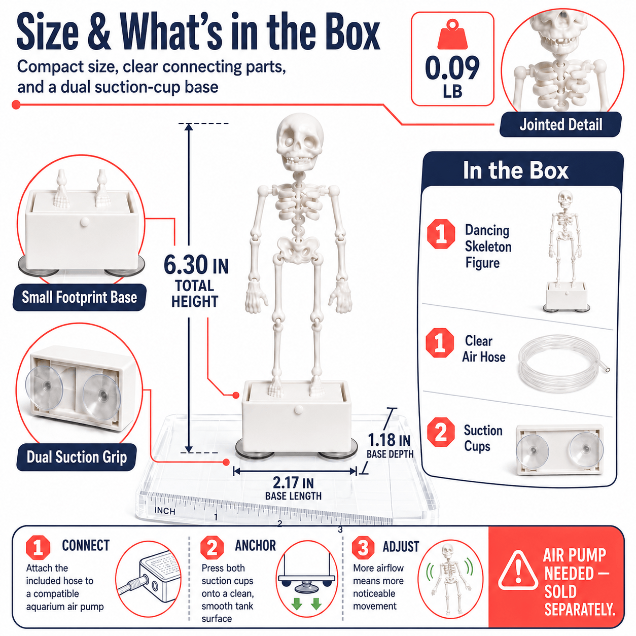Dancing Halloween Skeleton Ornament for Aquarium & Fish Tank