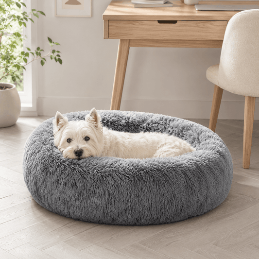 Anti-Anxeity Fluffy Doughnut Dog Bed With Soft Plush Cover