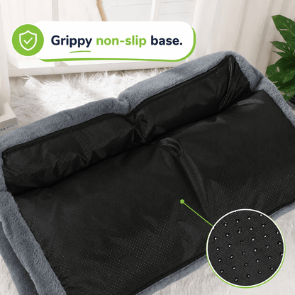 Fluffy Sofa-Shaped Pet Bed with Pillow