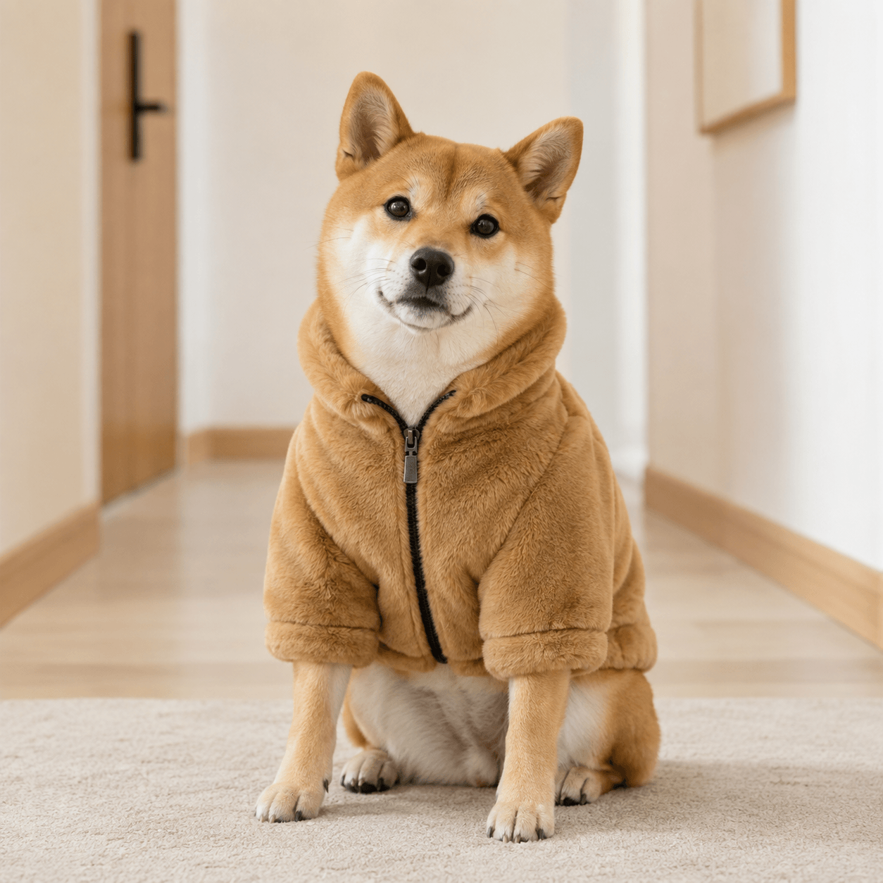 Warm Faux Fur Dog Coat Jacket with Zipper for Winter