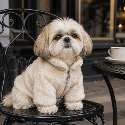 Warm Faux Fur Dog Coat Jacket with Zipper for Winter