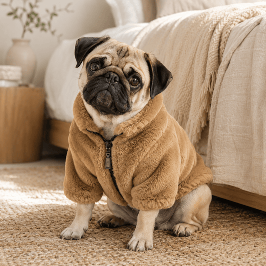 Warm Faux Fur Dog Coat Jacket with Zipper for Winter