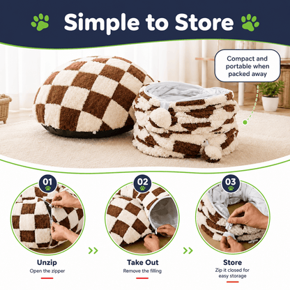 Pet Cosy Tunnel & Doughnut Bed for Cats and Small Dogs