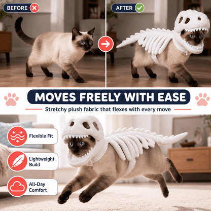 Glowing Dinosaur Skeleton Halloween Pet Costume for Cats & Small and Medium Dogs