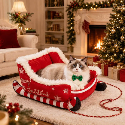 Christmas Sleigh Plush Pet Bed