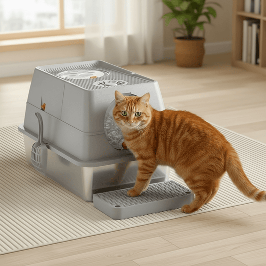 Large Flip-Top Stainless Steel Litter Box