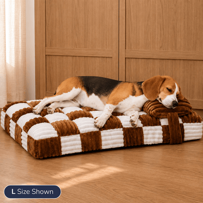 Orthopaedic Checkered Pet Bed with Pillow