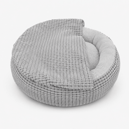Plush Pet Doughnut Cave Bed With Blanket