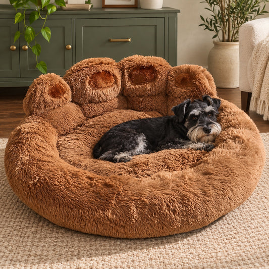 Plush & Cosy Dog Paw Shaped Doughnut Bed