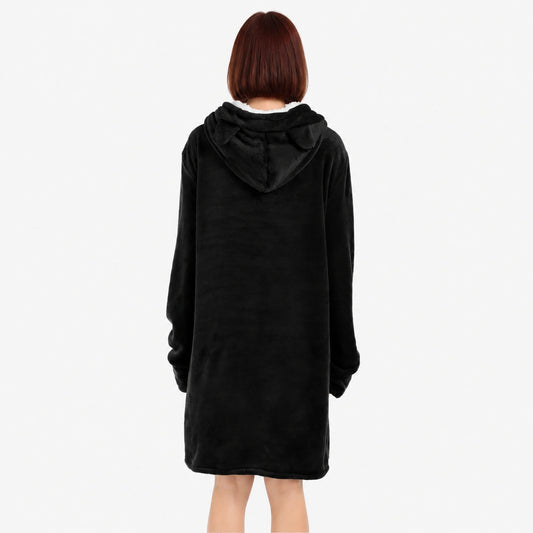 Long pet pouch hoodie rear view
