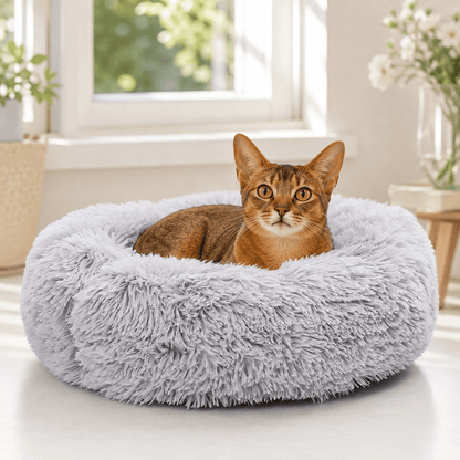 Fluffy Round Donut Cat Bed