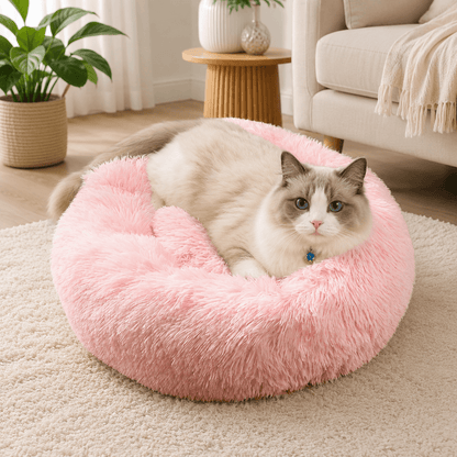 Fluffy Round Donut Cat Bed