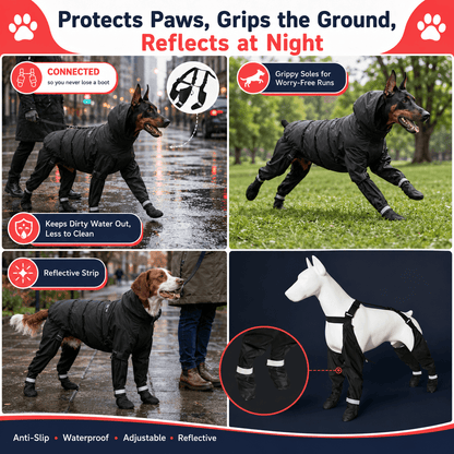 Waterproof Dog Suspender Boots & Shoes Leggings for Winter Walks