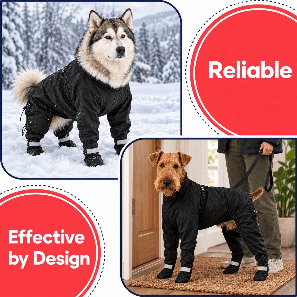 Waterproof Dog Suspender Boots & Shoes Leggings for Winter Walks