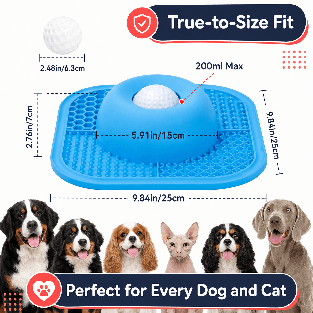 Dog Lick Mat & Slow Feeder Enrichment Toy with Interactive Ball