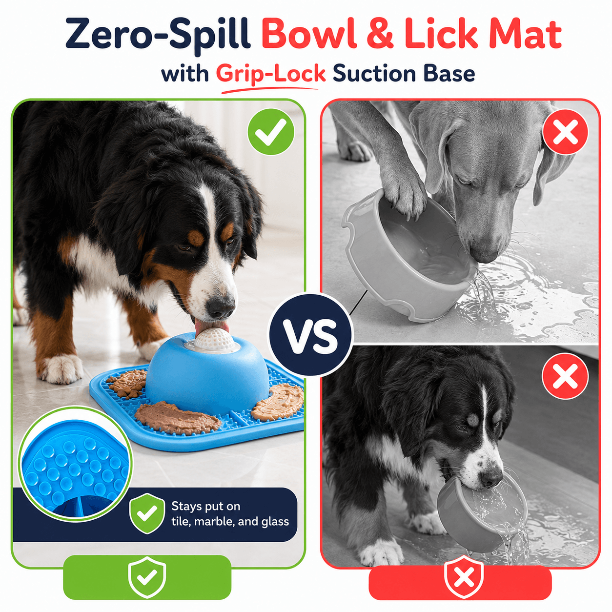 Dog Lick Mat & Slow Feeder Enrichment Toy with Interactive Ball