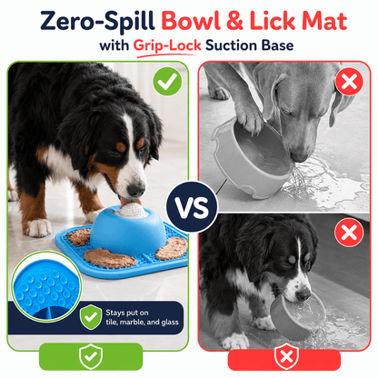Dog Lick Mat & Slow Feeder Enrichment Toy with Interactive Ball