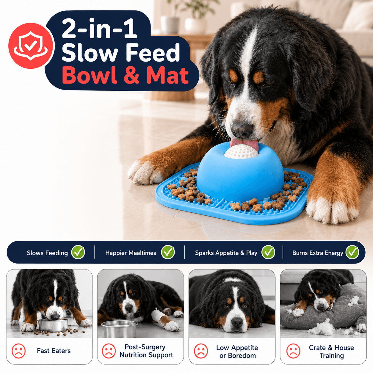Dog Lick Mat & Slow Feeder Enrichment Toy with Interactive Ball